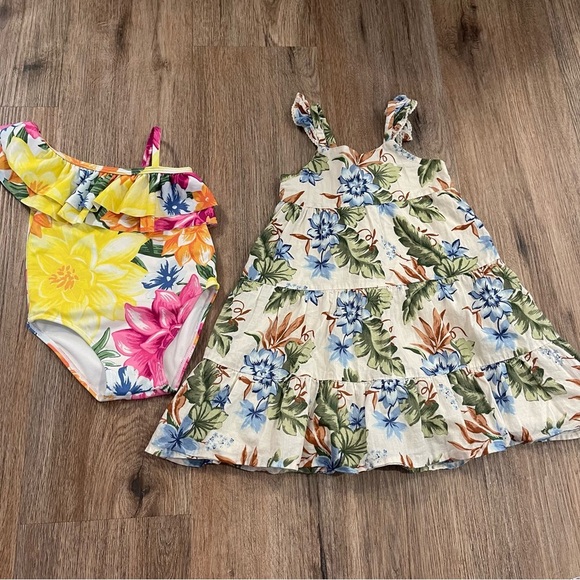 Janie And Jack Swimsuit And Dress Bundle Baby Girl 12 18 24 Months Floral Beach - Picture 1 of 12